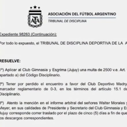 Polémico fallo en el Reducido de la PN: La AFA le dio por ganado el partido de ida a Deportivo Madryn ante Gimnasia de Jujuy tras la denuncia del árbitro Julio Comesaña